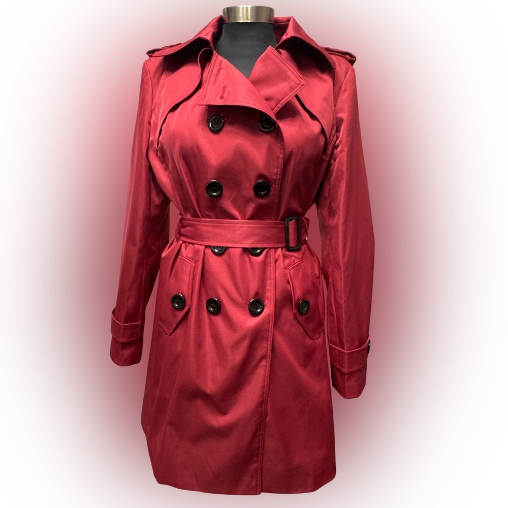 Nan Jun Collection Berry Double-Breasted Trench Coat – Size 6